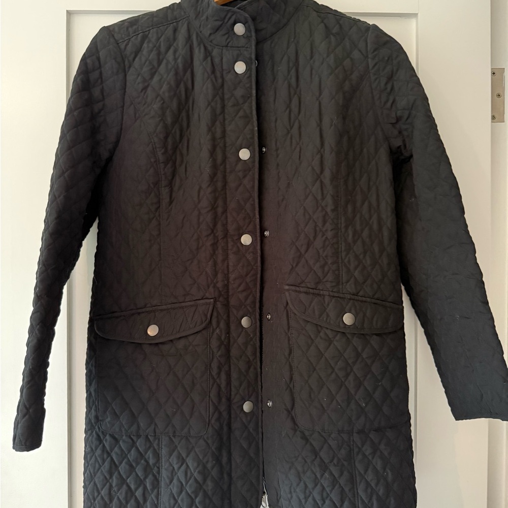 J. Jill Black Quilted Puffer Coat